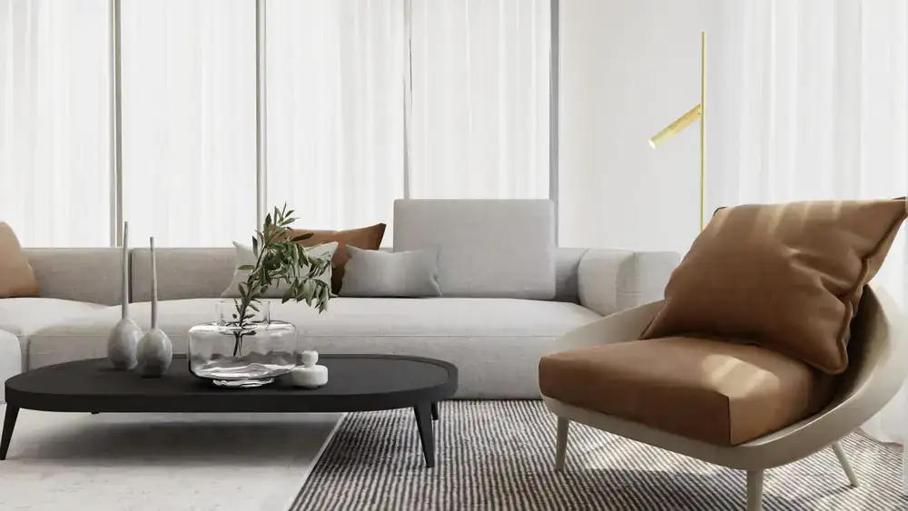 Stylish contemporary armchair in a naturally lit living space